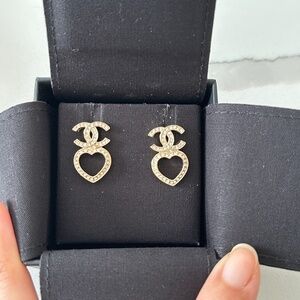 Chanel heart logo earrings